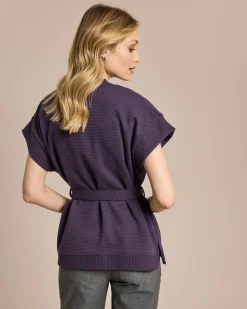 Weste in Ottoman Jersey mit Bindegürtel